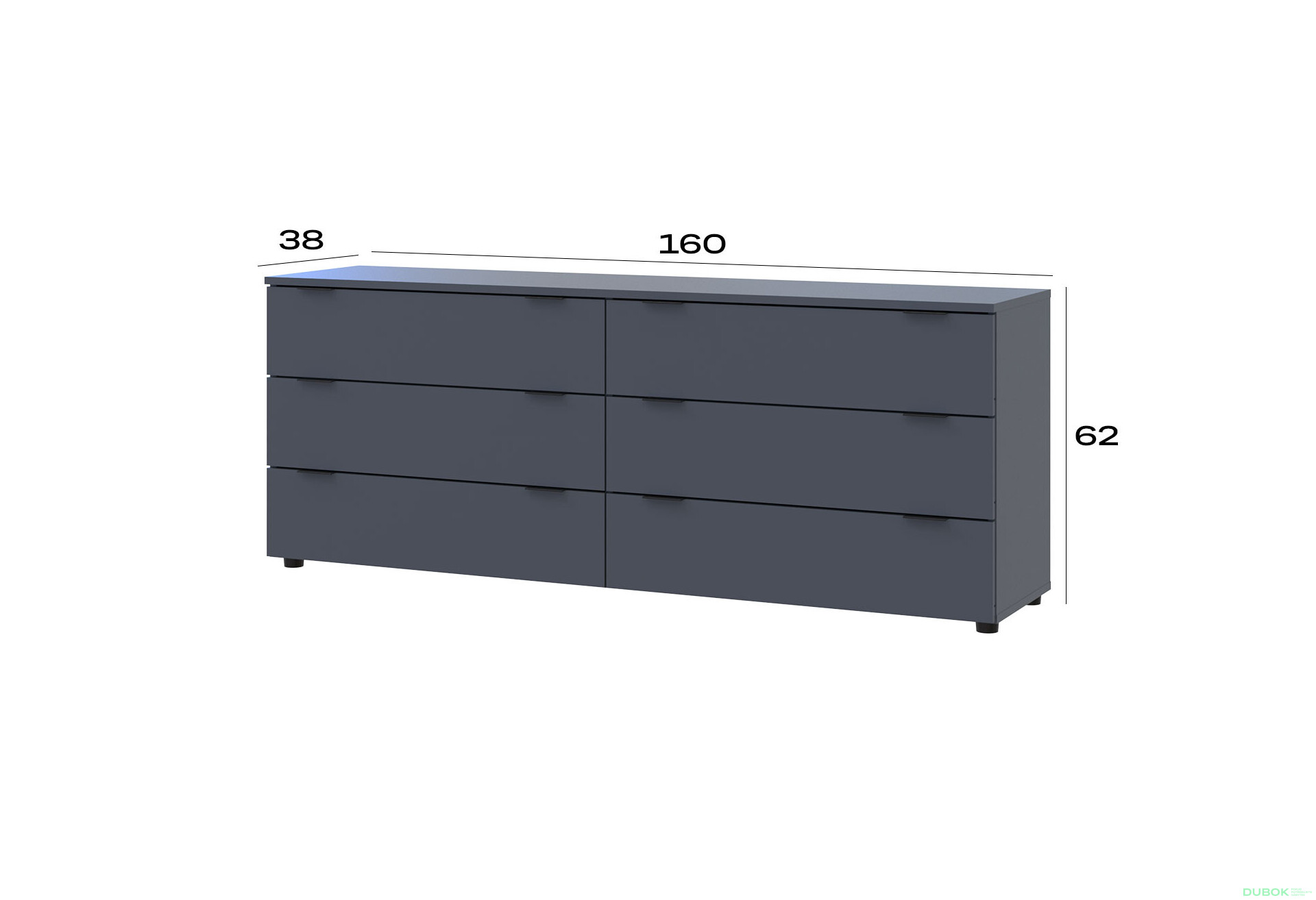 Komoda Ron 9 s 6 zásuvkami 160х38х62 grafit - Fotografia 7 Fotografia 7 - Komoda Ron 9 s 6 zásuvkami 160х38х62 grafit