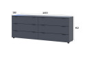 Komoda Ron 9 s 6 zásuvkami 160х38х62 grafit - Fotografia 7 Fotografia 7 - Komoda Ron 9 s 6 zásuvkami 160х38х62 grafit