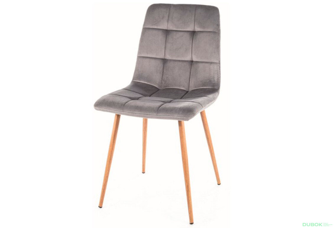 Stolička Mila D Velvet šedý Bluvel 14, kov, dąb