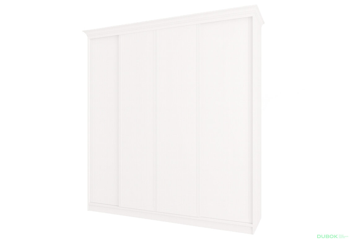 Skriňa Rim-Veneziano 4D 2,4 m biela s rímsou, fasádami DTD