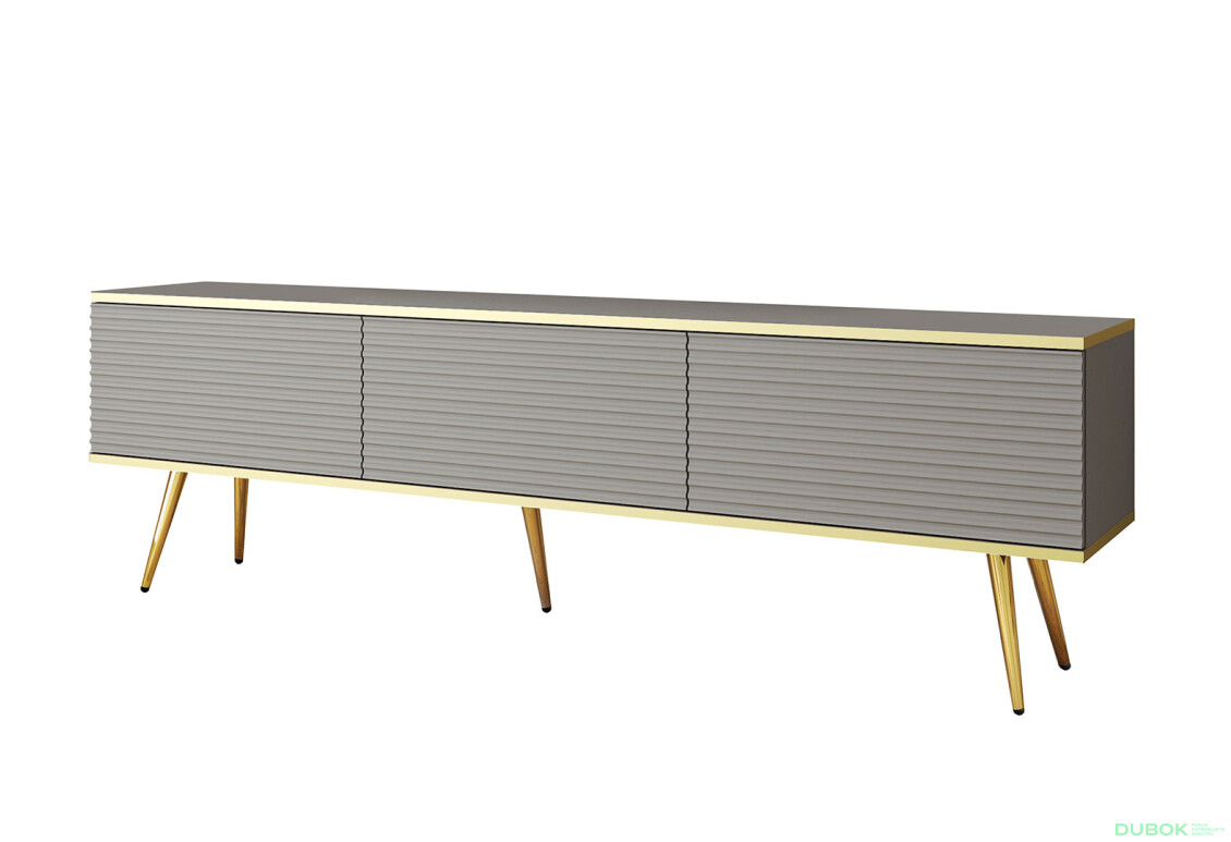 TV stolík RTV 175 MDF sivý, zlaté nohy Oro - Fotografia 1 Fotografia 1 - TV stolík RTV 175 MDF sivý, zlaté nohy Oro