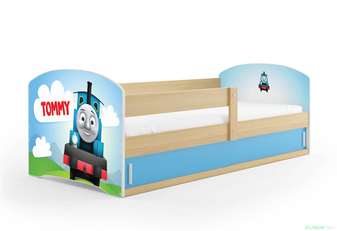 Posteľ Luki 1 borovica Tommy 80x160 cm s roštom, matracom