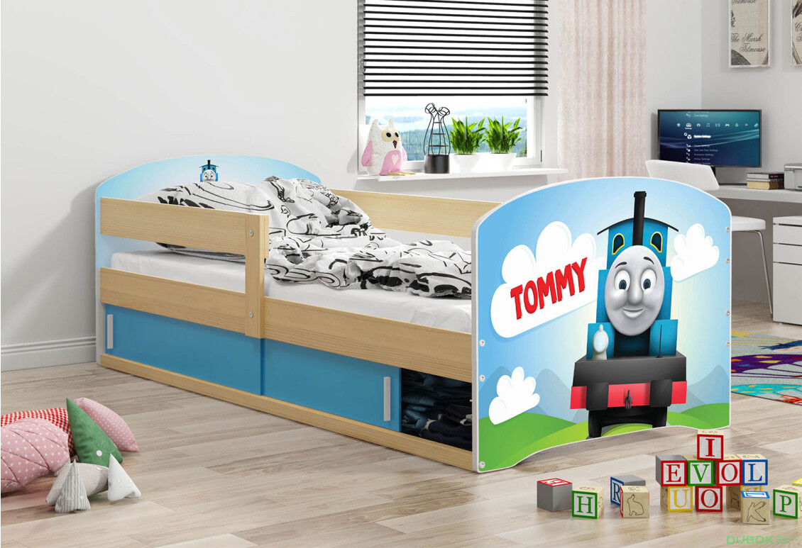 Posteľ Luki 1 borovica Tommy 80x160 cm s roštom, matracom - Fotografia 2 Fotografia 2 - Posteľ Luki 1 borovica Tommy 80x160 cm s roštom, matracom