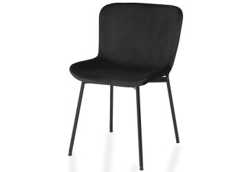 Stolička Colby Velvet čierny Bluvel 19, matná čierna kov