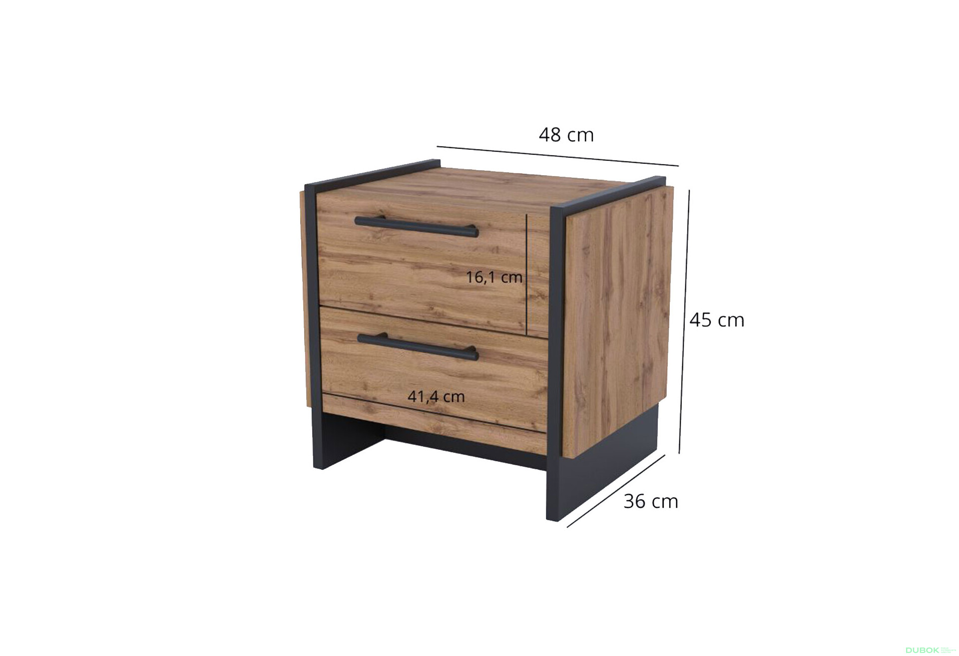 Nočný stolík 2s dub wotan / čierny Amino - Fotografia 3 Fotografia 3 - Nočný stolík 2s dub wotan / čierny Amino