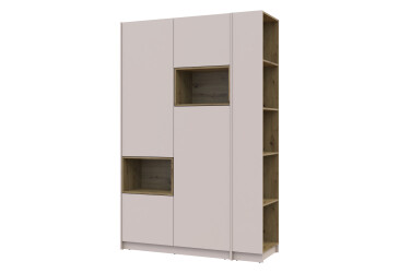 Skriňa s výklenkom Dale 2d + otvorený regál 167 cm, kašmír / dub artisan