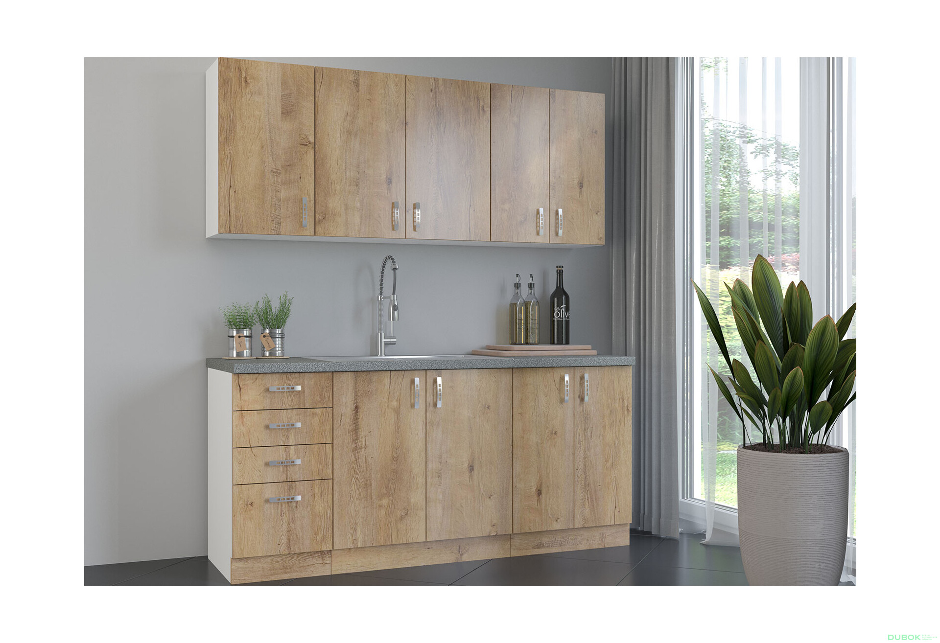 Fotografia 1 - Kuchynská zostava 1.8 m Sara biela / dub burgundský