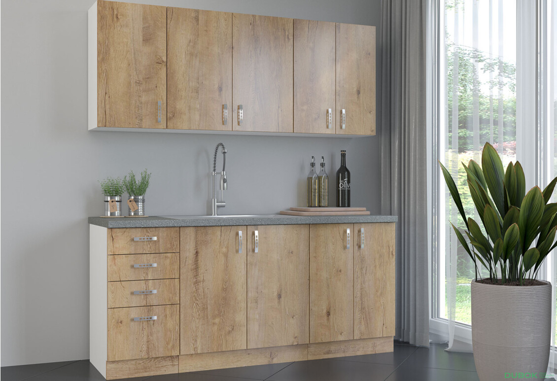 Kuchynská zostava 1.8 m Sara biela / dub burgundský