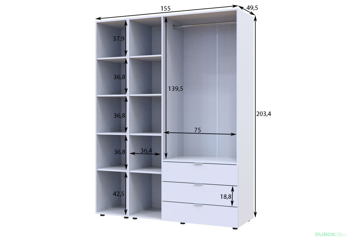 Skriňa štvordverová so zrkadlom Gelar 155.2 cm Dub sonoma - Fotografia 6 Fotografia 6 - Skriňa štvordverová so zrkadlom Gelar 155.2 cm Dub sonoma