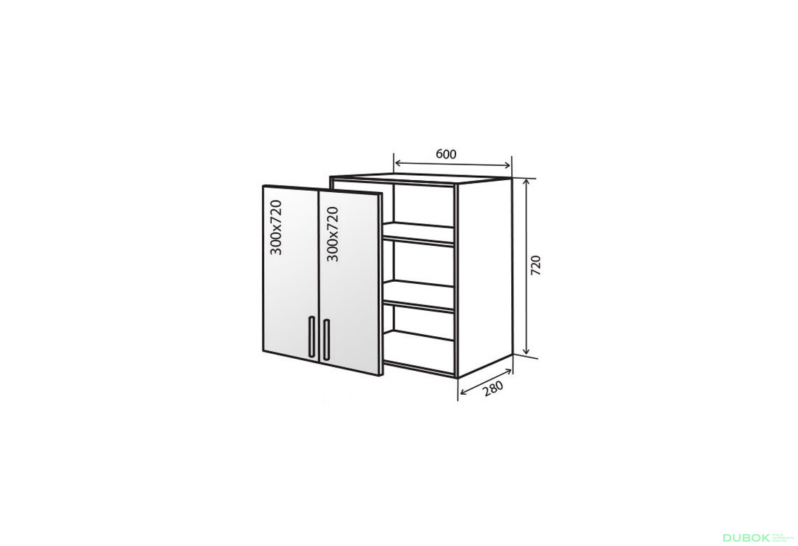 V6 Vitrínová skriňa 2D 60 MoDa Mat / MoDa Matt