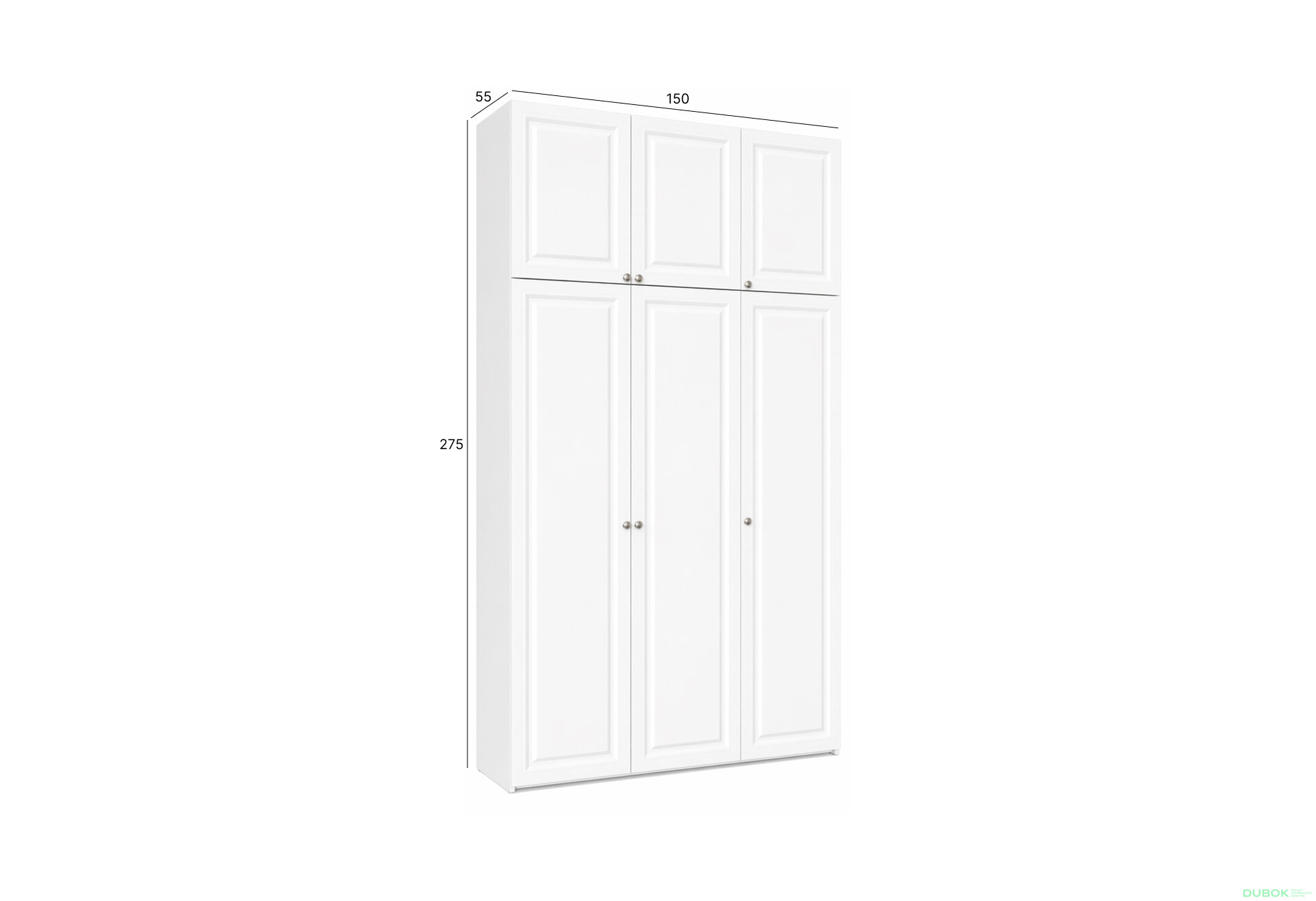 Obrázok 2 - Skriňa Madrid 150×55×275 cm s nadstavcami, biela