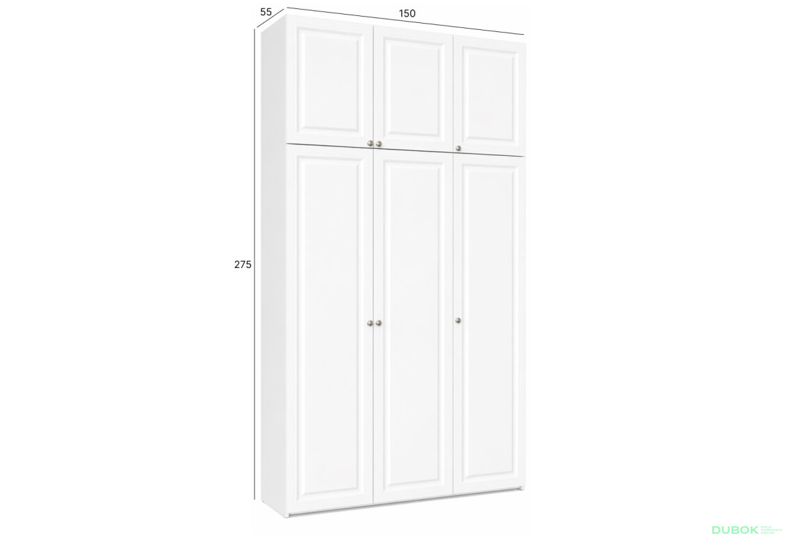 Obrázok 2 - Skriňa Madrid 150×55×275 cm s nadstavcami, biela