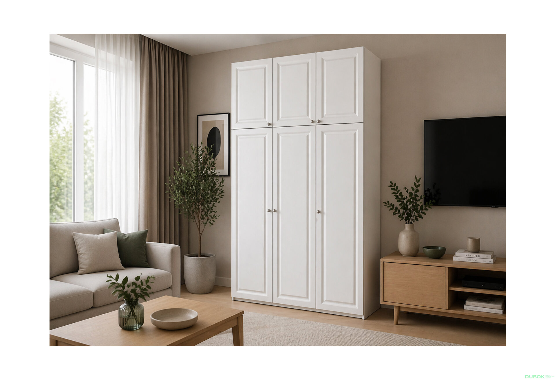 Obrázok 3 - Skriňa Madrid 150×55×275 cm s nadstavcami, biela