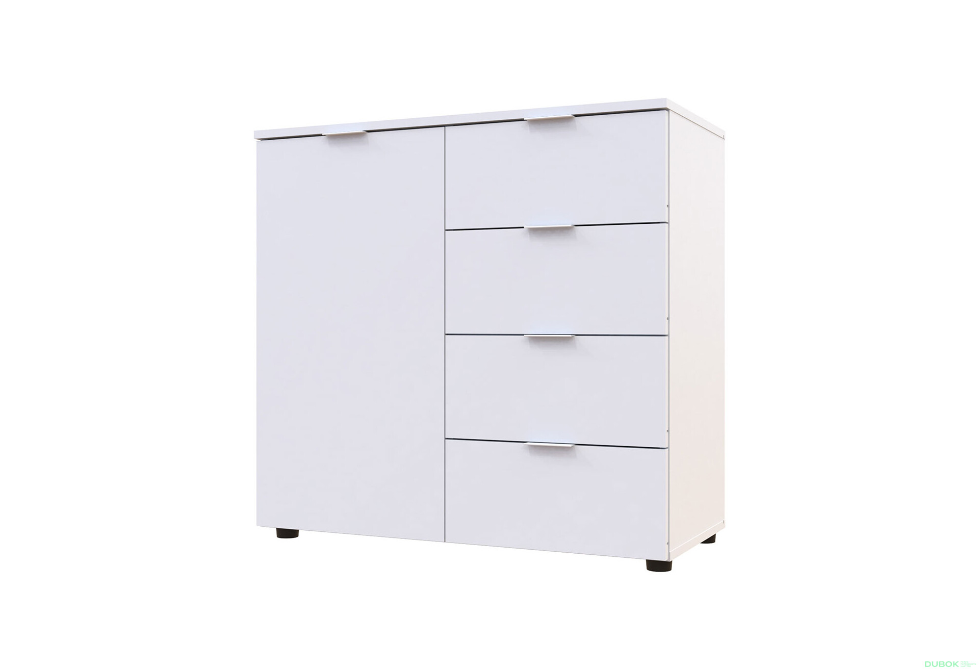 Fotografia 1 - Komoda s dvierkami a 4 zásuvkami Ron 1 80 cm Biela