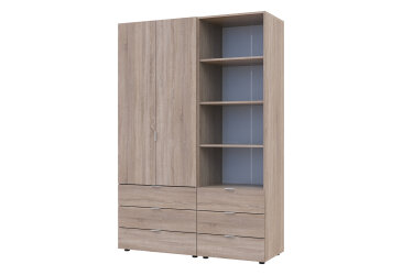 Skriňa 2D s regálom s zásuvkami Gelar 137.5 cm dub sonoma