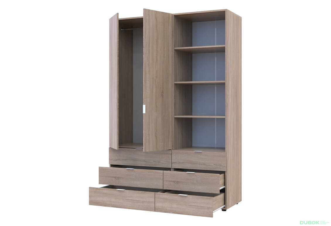 Fotografia 2 - Skriňa 2D s regálom s zásuvkami Gelar 137.5 cm dub sonoma