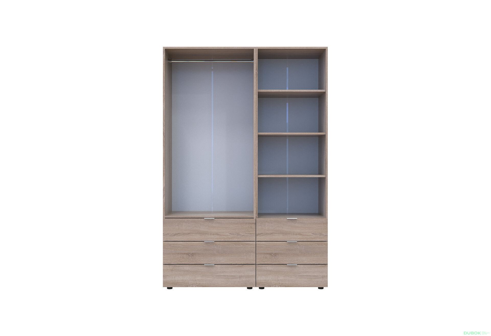 Fotografia 5 - Skriňa 2D s regálom s zásuvkami Gelar 137.5 cm dub sonoma