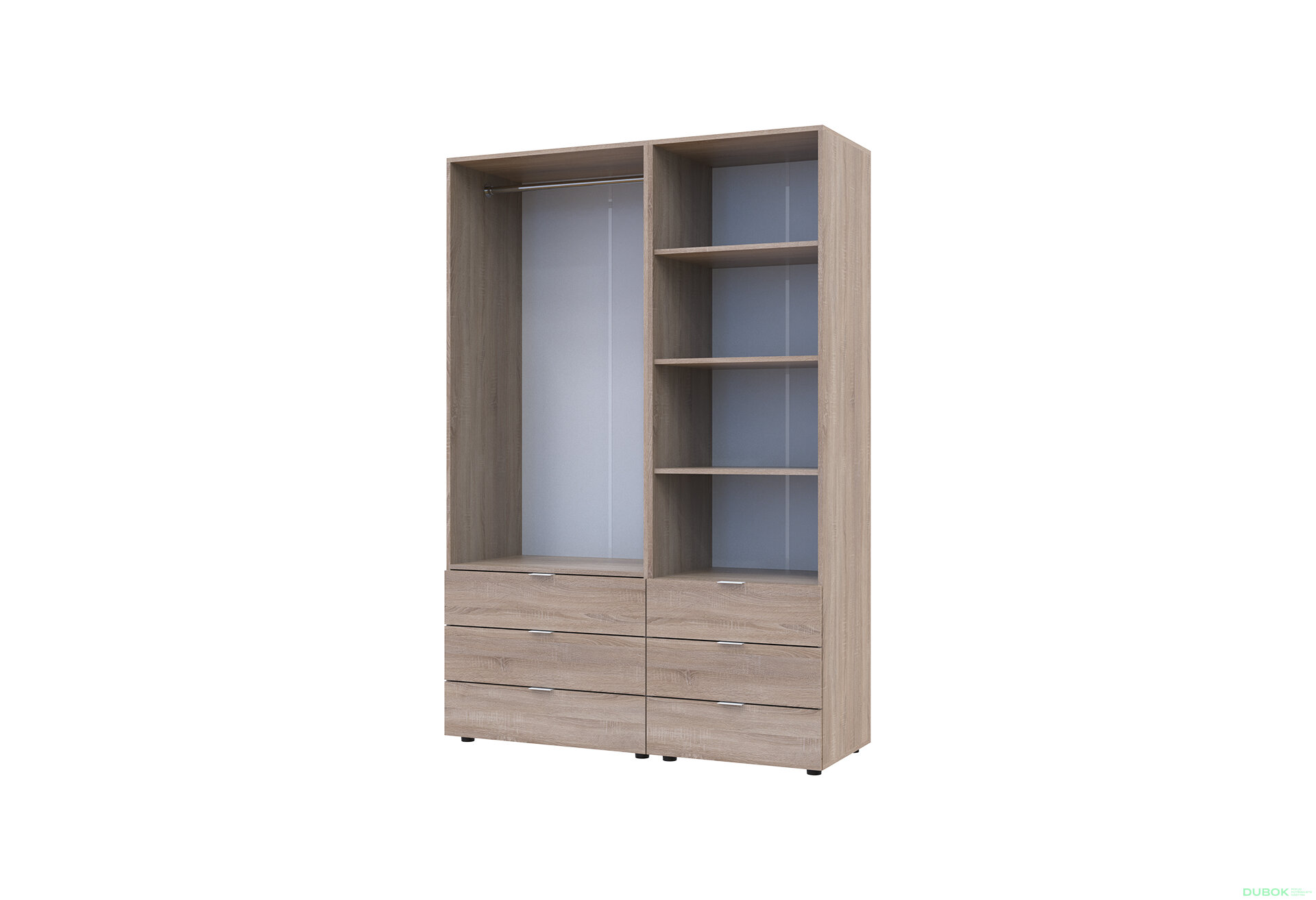 Fotografia 6 - Skriňa 2D s regálom s zásuvkami Gelar 137.5 cm dub sonoma