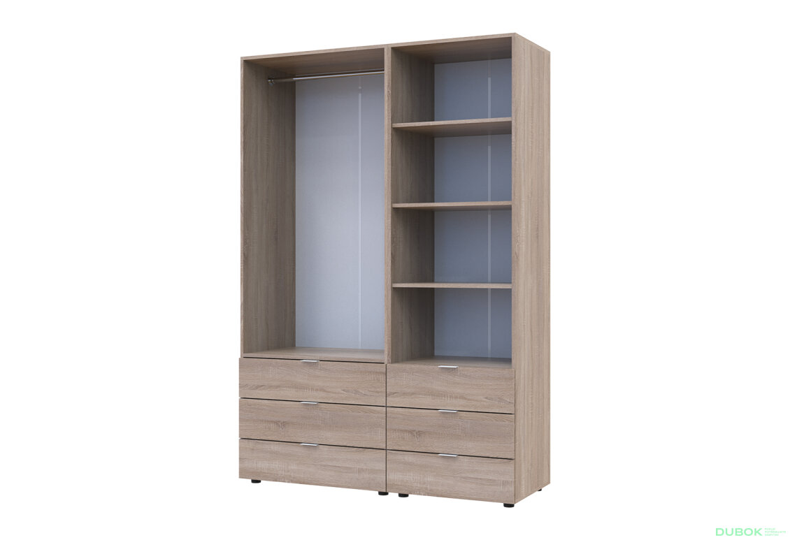 Fotografia 6 - Skriňa 2D s regálom s zásuvkami Gelar 137.5 cm dub sonoma