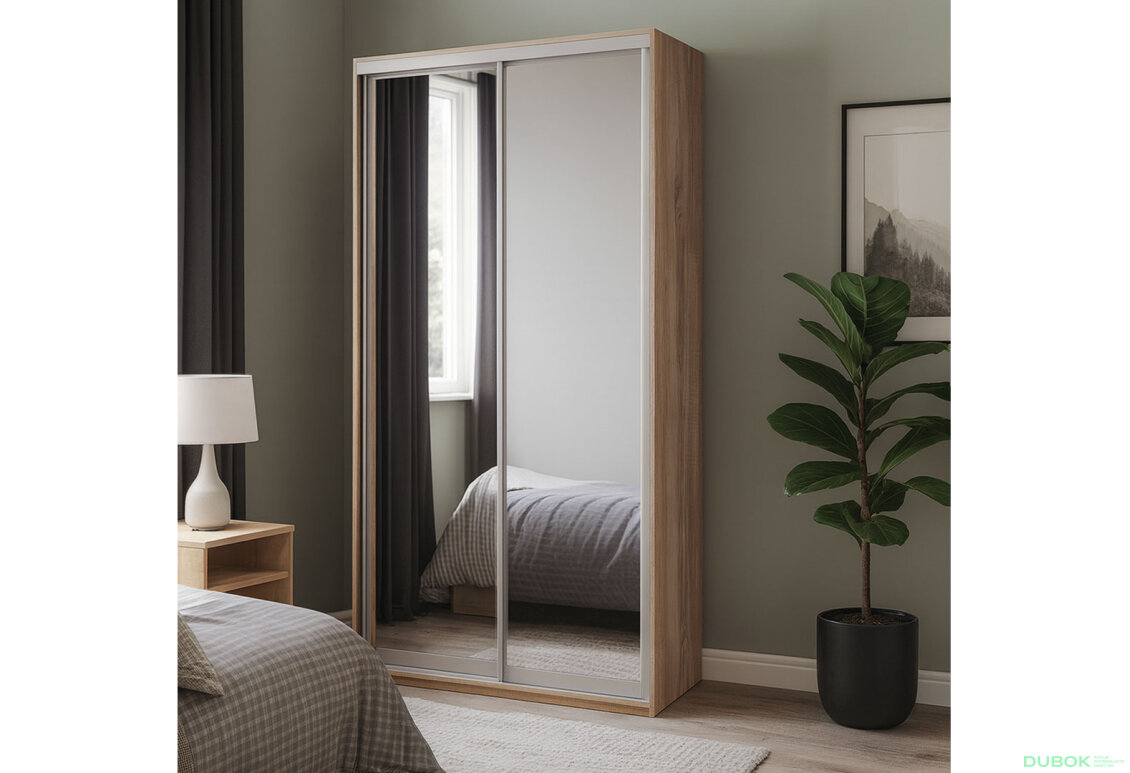 Fotografia 4 - Skriňa 2D 1200x600x2400, 2 zrkadlá, Svetlý dub sonoma