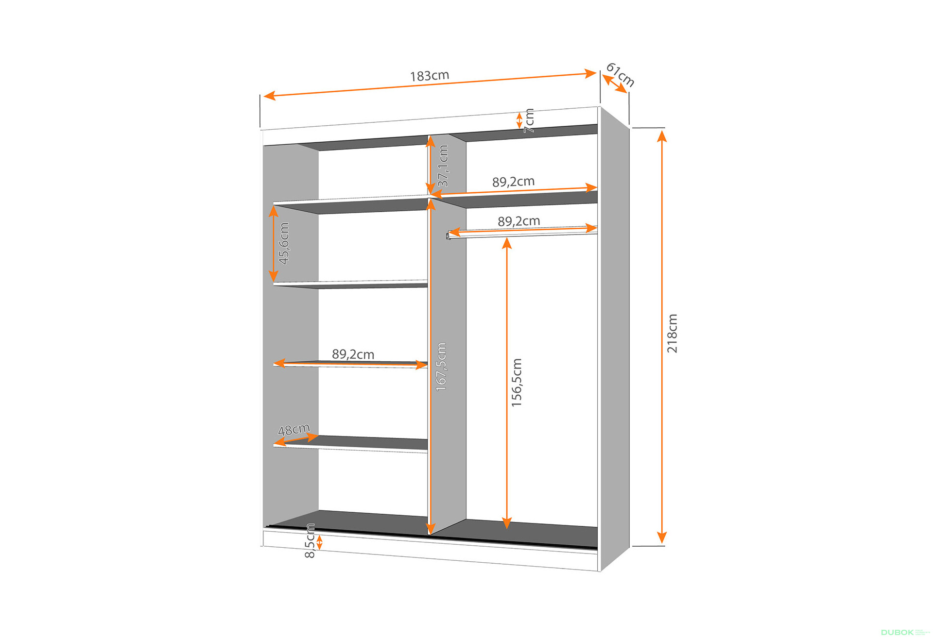 Fotografia 3 - Skriňa Bella 03 so zrkadlom šedý / dub sonoma