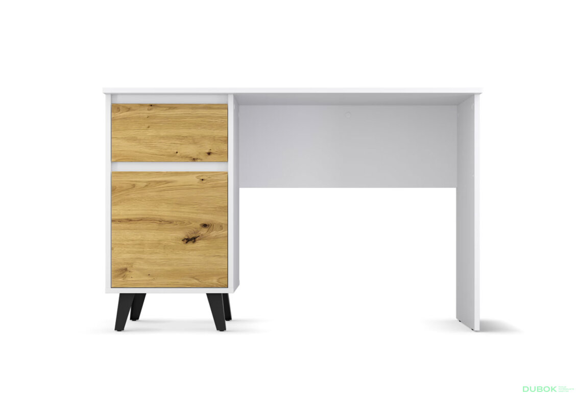 Fotografia 2 - Písací stôl Borg 1d1s/120 biely / dub artisan