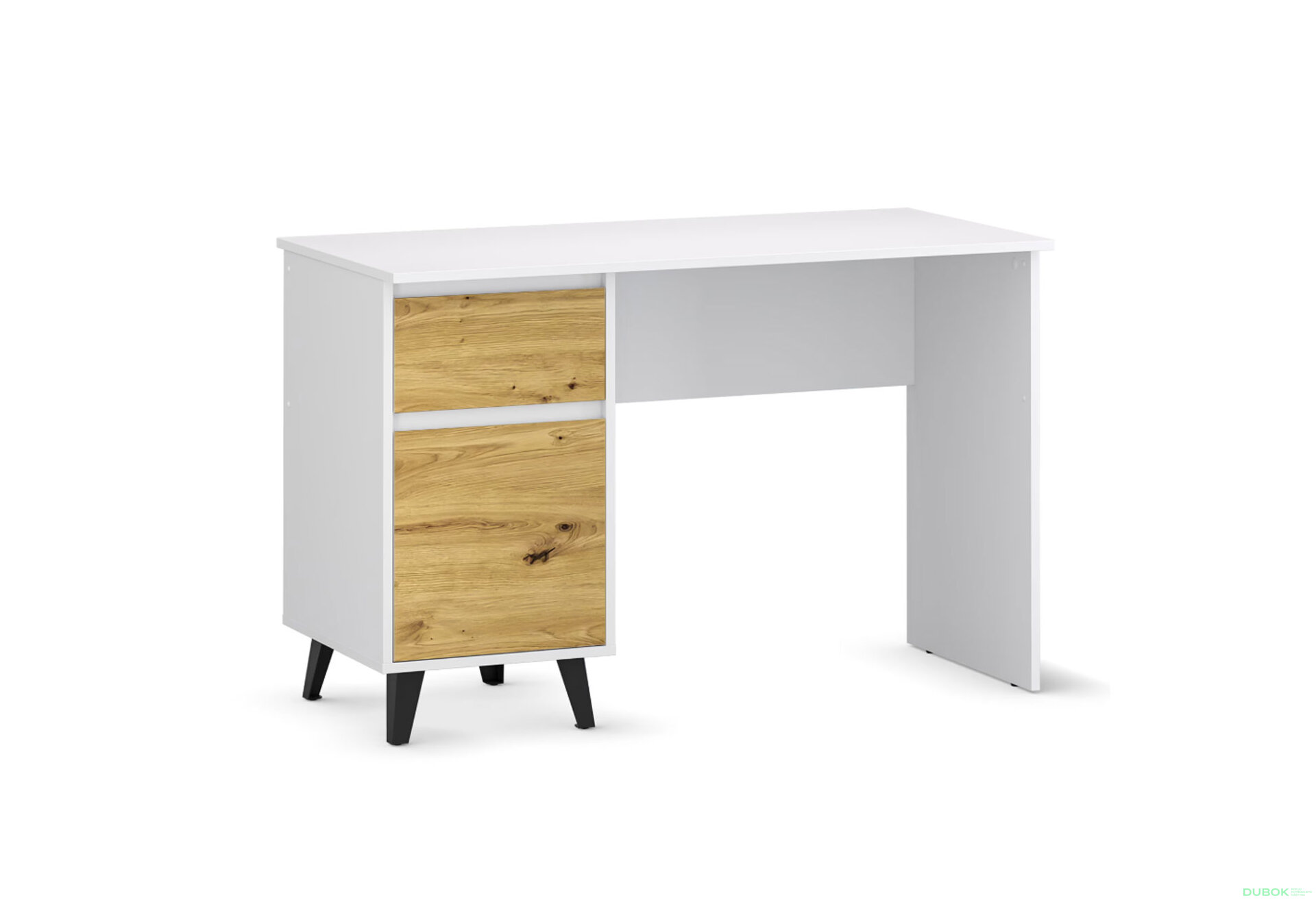 Fotografia 1 - Písací stôl Borg 1d1s/120 biely / dub artisan
