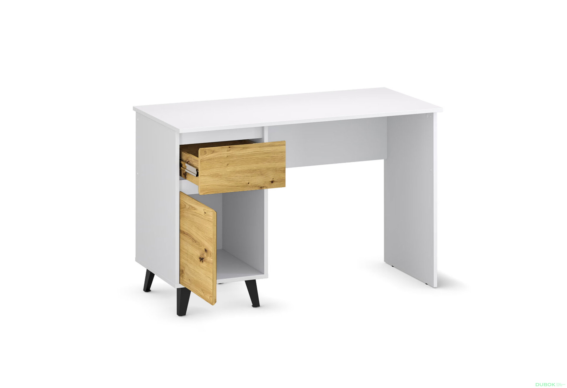 Fotografia 5 - Písací stôl Borg 1d1s/120 biely / dub artisan