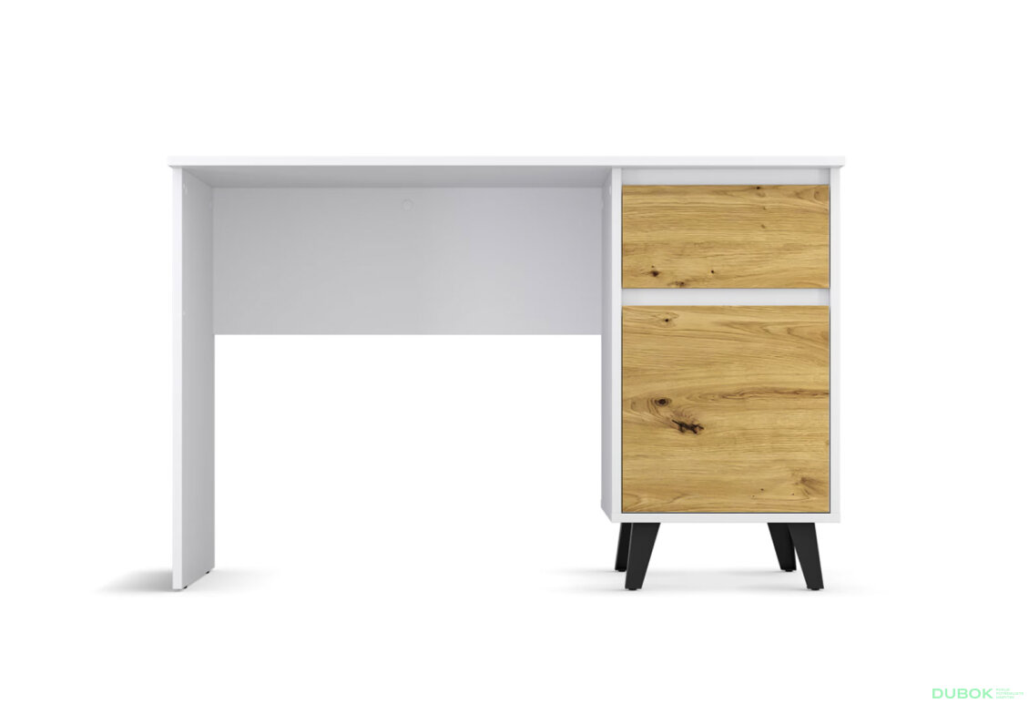 Fotografia 3 - Písací stôl Borg 1d1s/120 biely / dub artisan