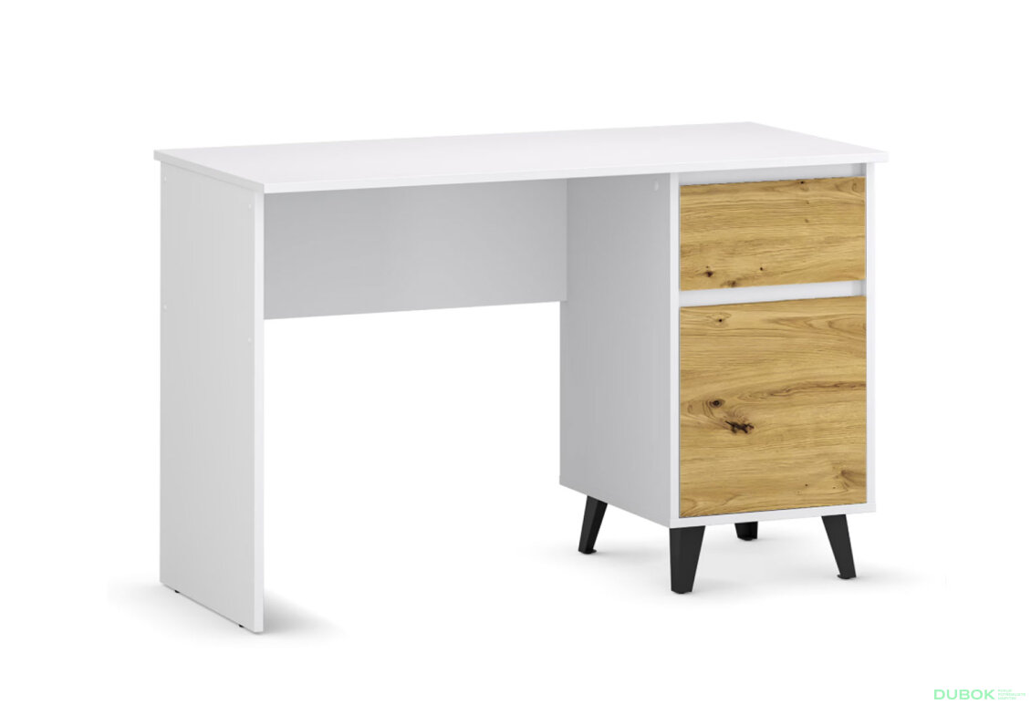 Fotografia 4 - Písací stôl Borg 1d1s/120 biely / dub artisan