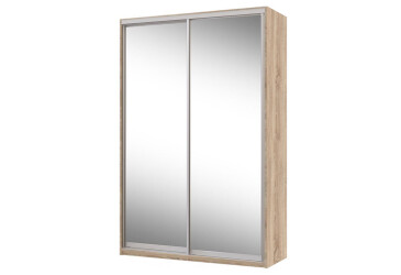 Skriňa 2D 1500x600x2400, 2 zrkadlá, Svetlý dub sonoma