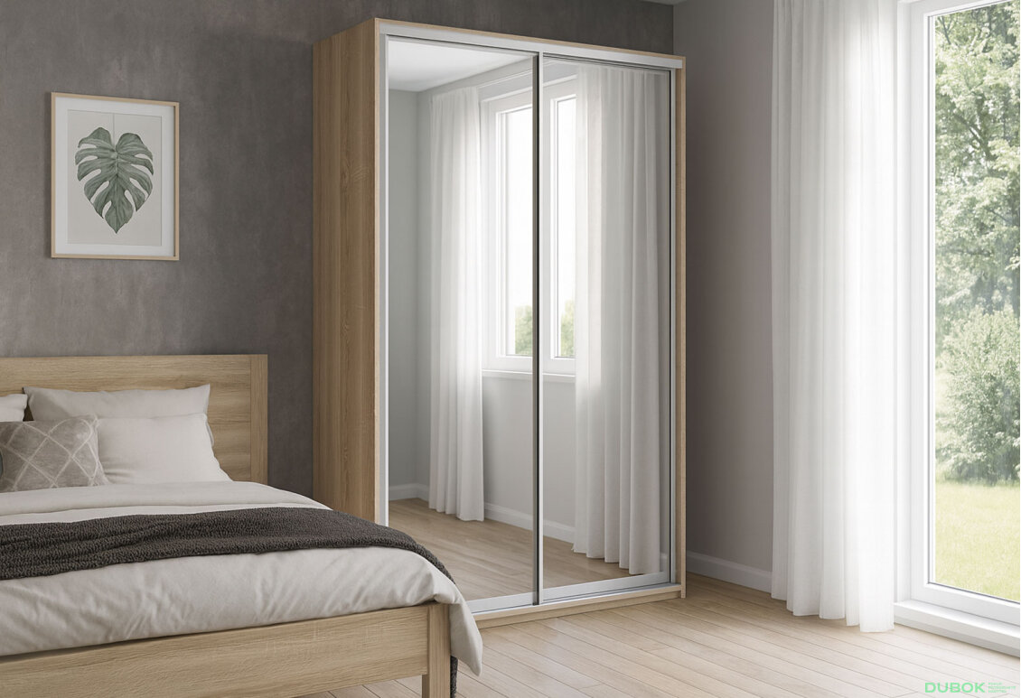 Fotografia 4 - Skriňa 2D 1500x600x2400, 2 zrkadlá, Svetlý dub sonoma