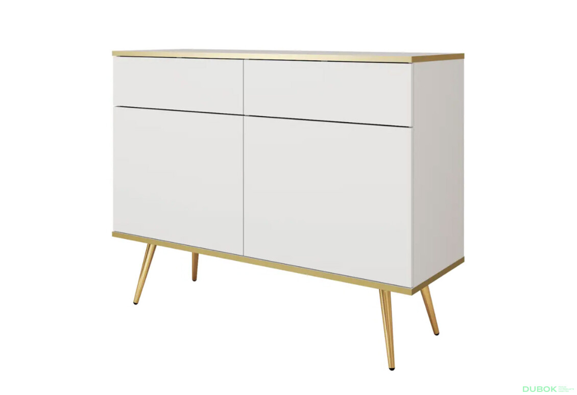Komoda KSZ107 biela, zlaté nohy Oro