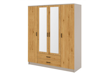 Skriňa Kami so zrkadlom 4d2s kašmír / dub artisan