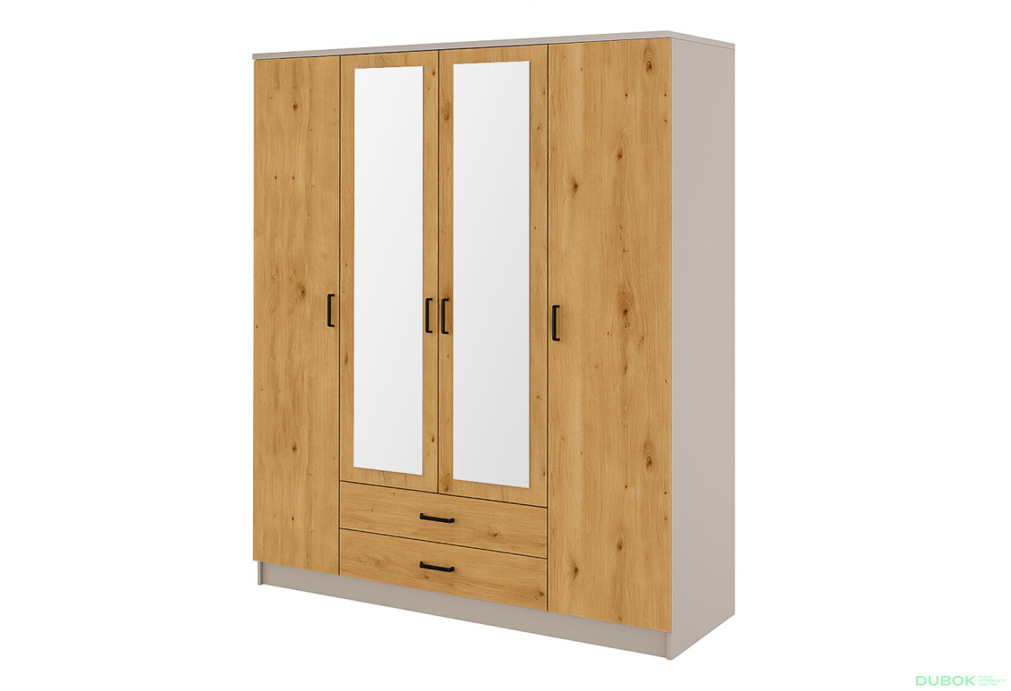 Skriňa Kami so zrkadlom 4d2s kašmír / dub artisan
