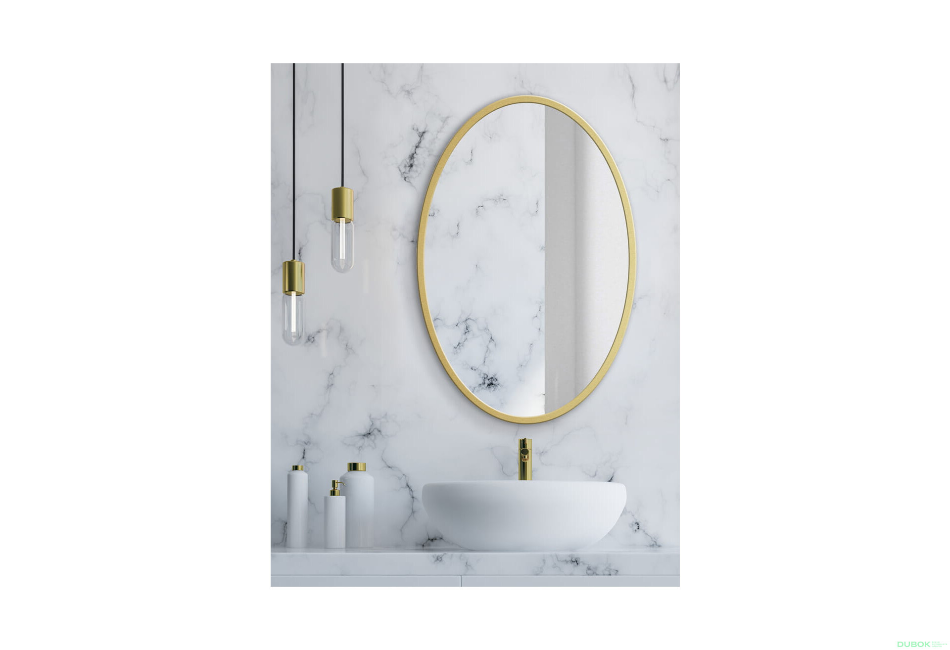 Fotografia 6 - Lustro 60cm złota rama