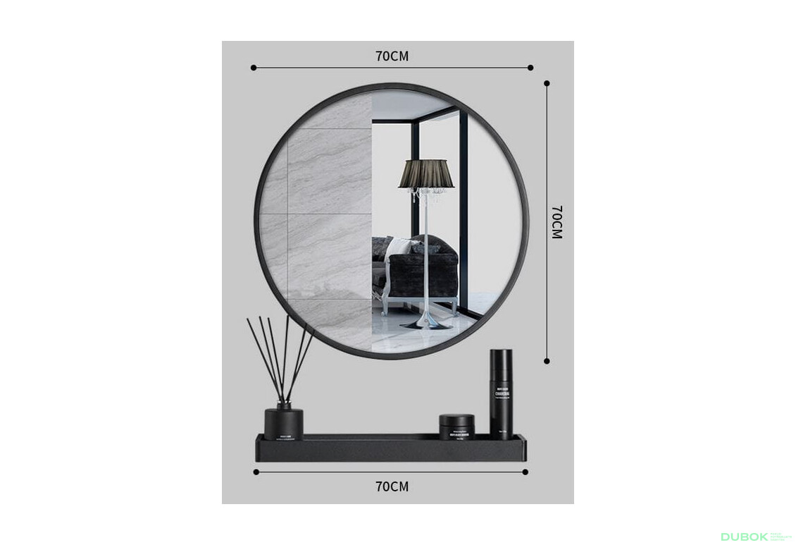 Fotografia 4 - Lustro z półką 70cm czarne