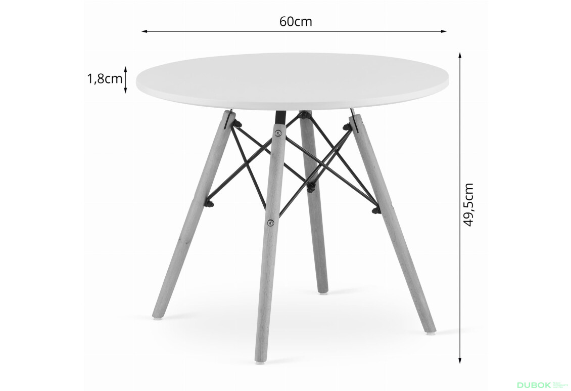 Stolik MAKSI Okrągły 60cm - biały - Fotografia 4 Fotografia 4 - Stolik MAKSI Okrągły 60cm - biały