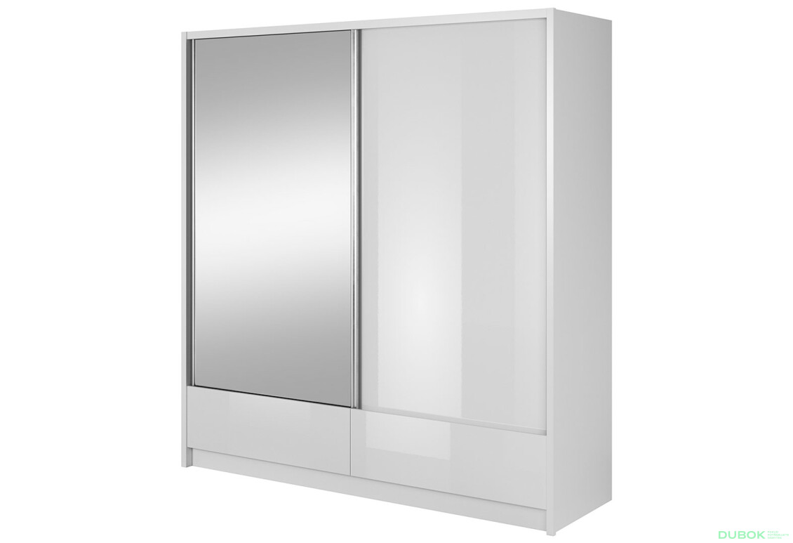 Skriňa Aria I 200 biely / biely lesk
