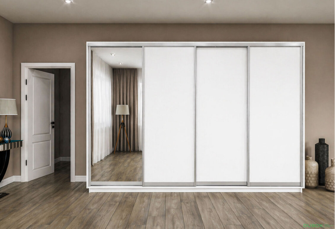 Fotografia 3 - Skriňa s posuvnými dverami 2400x3000x600 3DTD 1 zrkadlo nymphea alba, profil strieborný