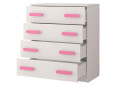 Fotografia 2 - Komoda 4S Šmyk biela, úchytky ružový Idczak meble