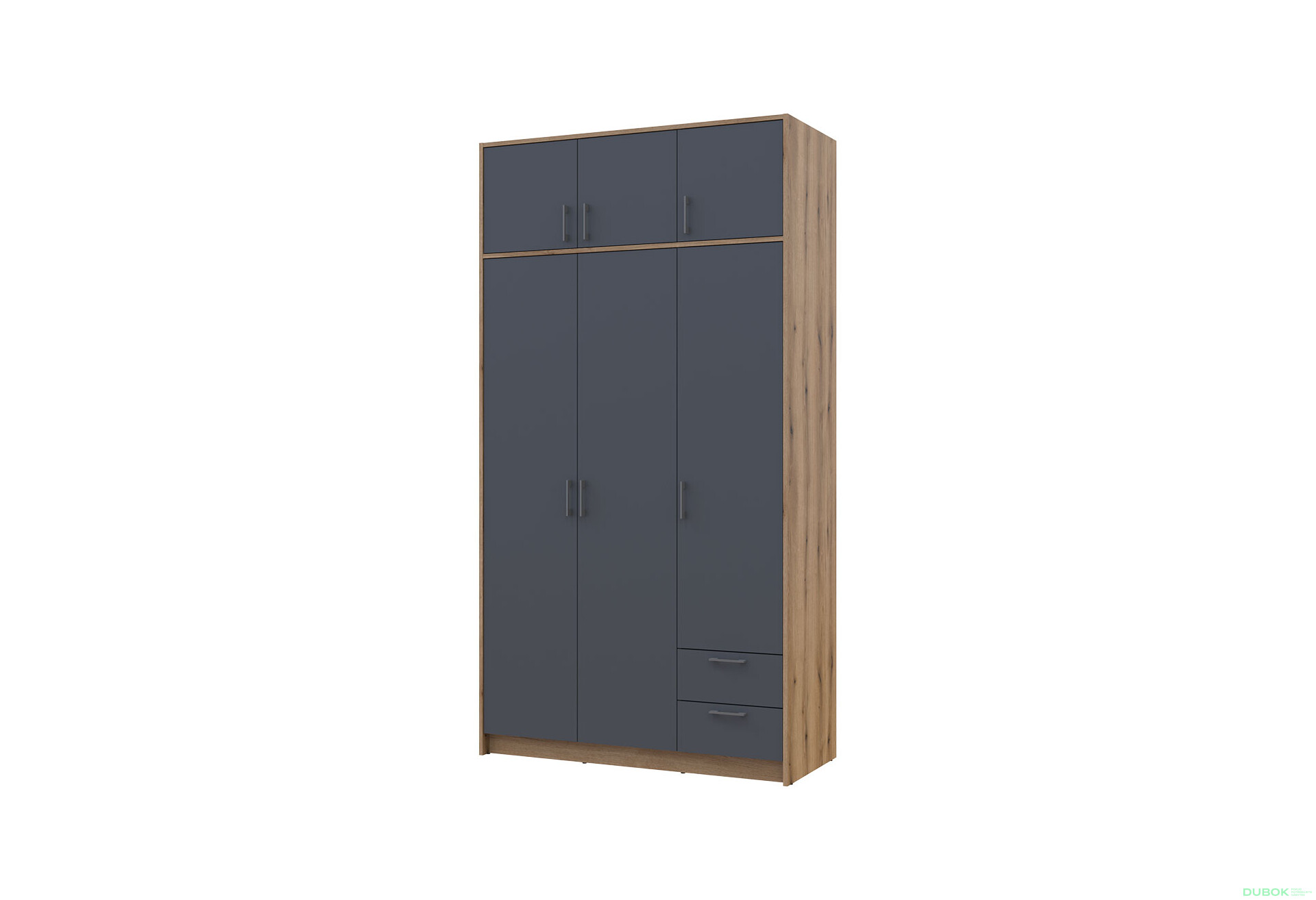 Skriňa Rondi 3 z drevotriesky s horným oddielom artisan dub / grafit 121x52x236 cm - Fotografia 1 Fotografia 1 - Skriňa Rondi 3 z drevotriesky s horným oddielom artisan dub / grafit 121x52x236 cm