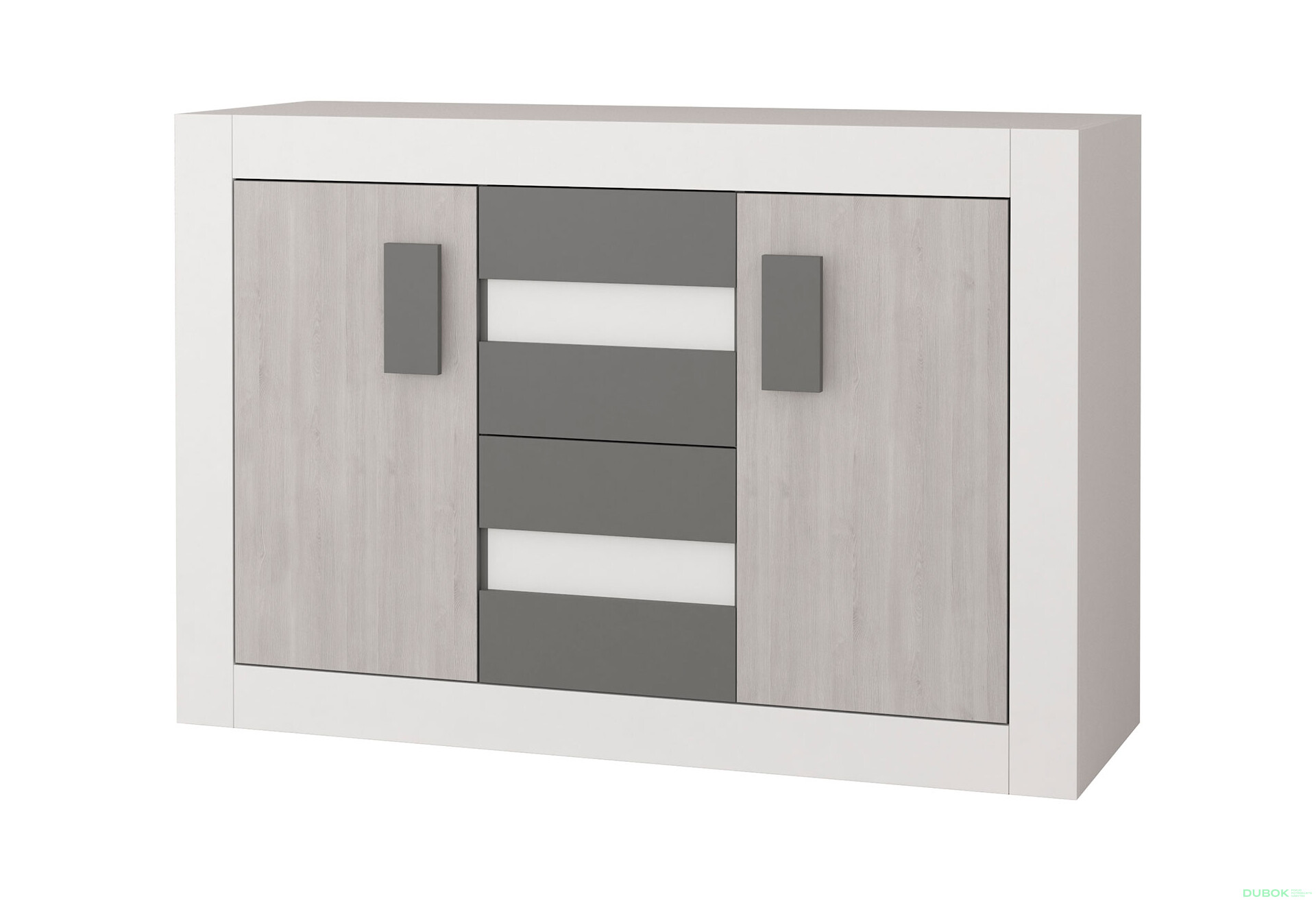 Fotografia 1 - Komoda 2D4S Spálňa Helios biely / kathult / grafit Idczak meble