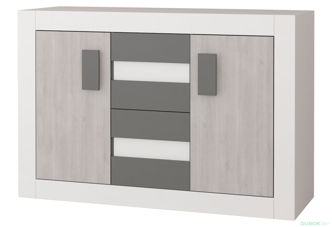 Komoda 2D4S Spálňa Helios biely / kathult / grafit Idczak meble