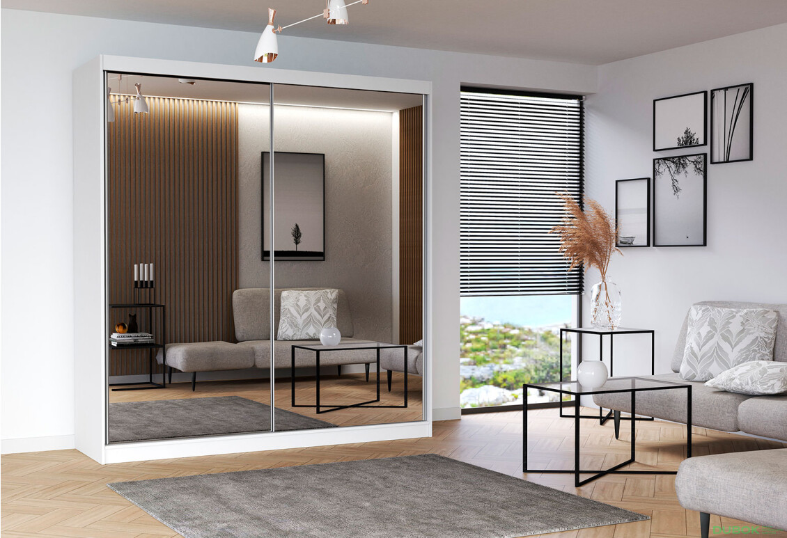 Fotografia 2 - Skriňa Multi 20, 203 biela + fasáda biely lesk + zrkadlo