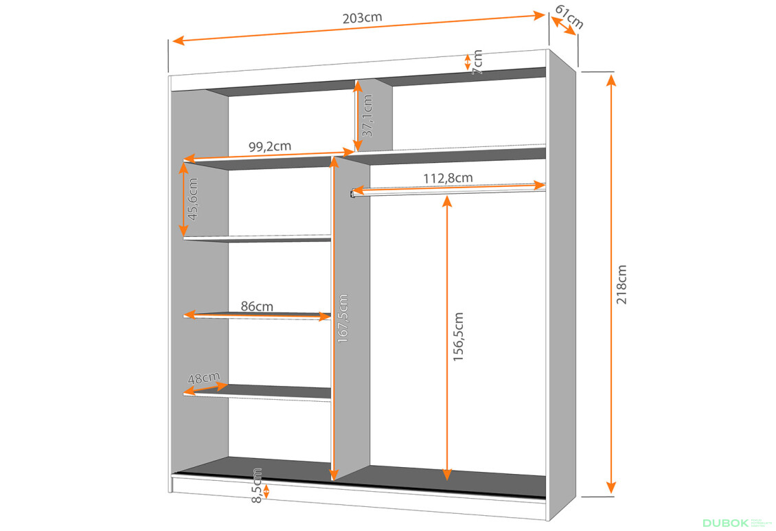 Fotografia 3 - Skriňa Multi 20, 203 biela + fasáda biely lesk + zrkadlo