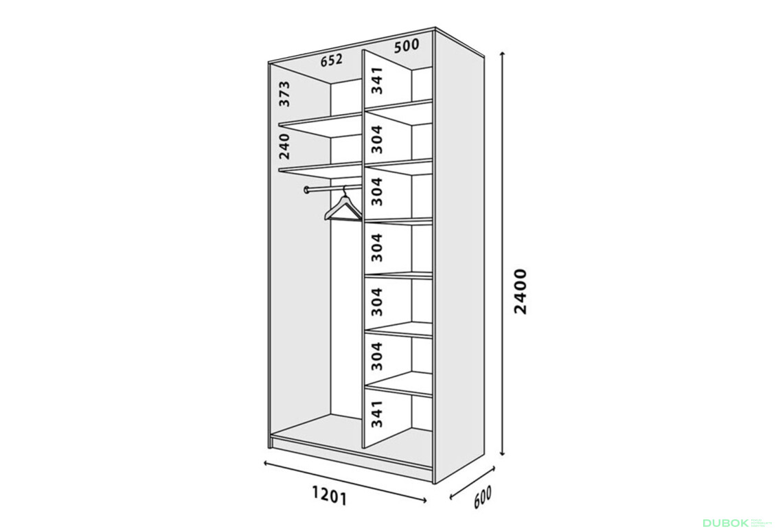 Skriňa 2D 1200x600x2400, 2 DTD, biela - Fotografia 3 Fotografia 3 - Skriňa 2D 1200x600x2400, 2 DTD, biela