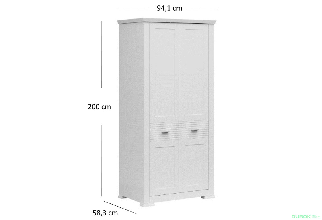 Fotografia 3 - Skriňa dvojdverová Agnes 94x200x58 cm Biela
