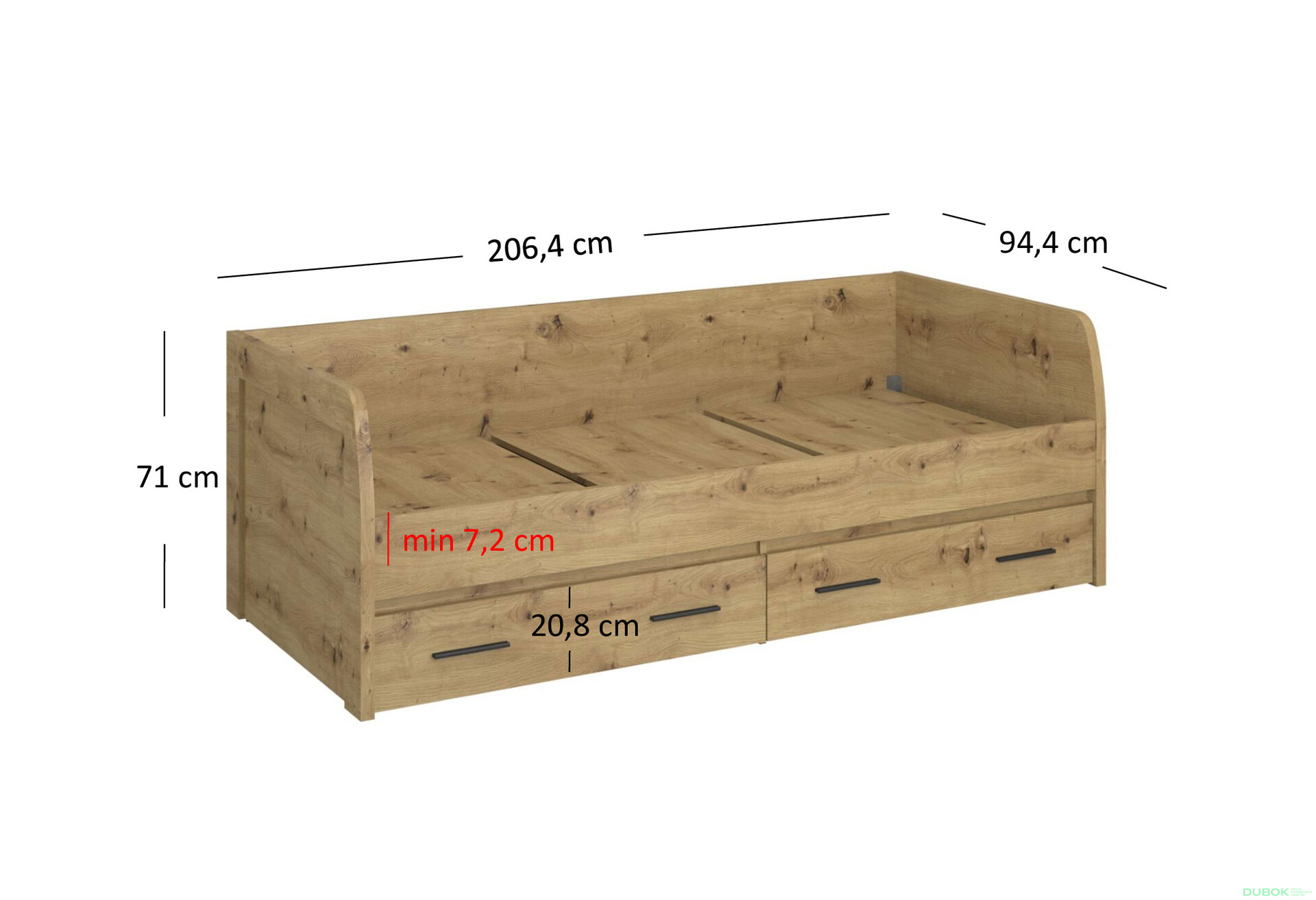 Fotografia 3 - Posteľ 2s/90x200 s roštom dub artisan Ayson