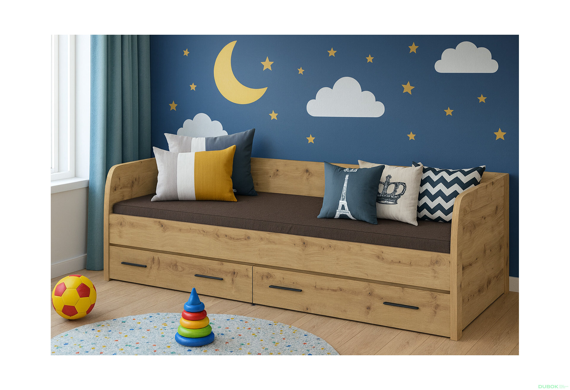 Fotografia 4 - Posteľ 2s/90x200 s roštom dub artisan Ayson